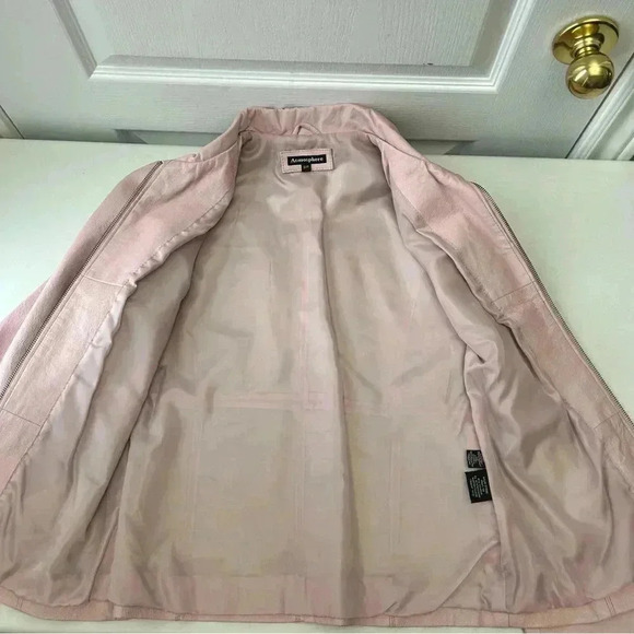 Atmosphere Leather Jacket Zip Front Pink Size Small - Picture 13 of 16